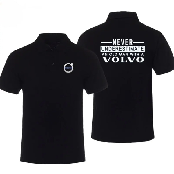 Bil Volvo Printed Business Casual Sport Enfärgad kortärmad populär pikétröja i bomullskvalitet för män A1 2XL