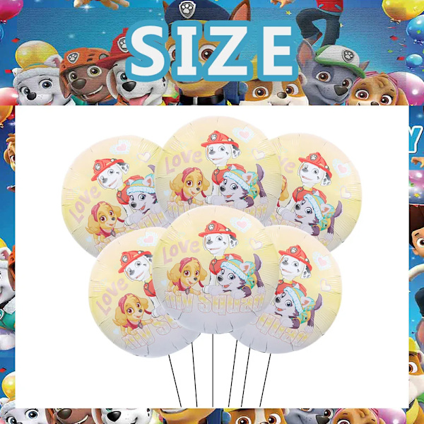 PAW patrullerade dekorativa ballonger för fest födelsedag dekoration flickor gynnar festtillbehör Skye 6 st rund folieballong gör-det-själv-presenter C Ballon 6Pcs