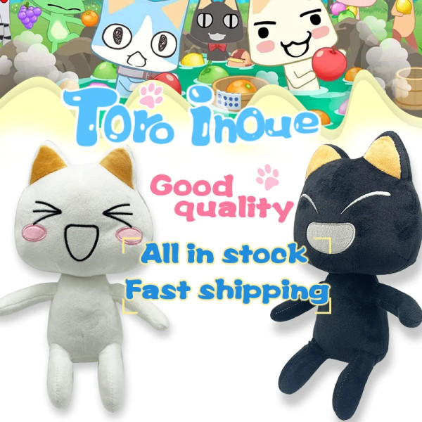 30cm Kawaii Toro Inoue Katten Plyschleksak Mjuk Anime Tecknad Djur Dockrumsdekorationer Födelsedagspresenter Julklappar till barn B white cat-28cm