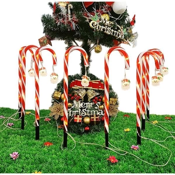 8 kpl Candy Cane -valosarja: Valaistu Candy Cane, 8 tilaa joulukoriste