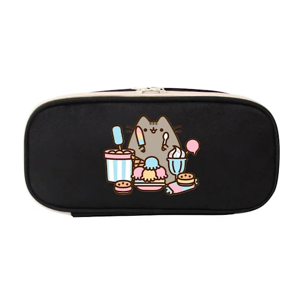 Nya Fat Cats Pusheen Studenter Pennfodral Tecknad Animation Figurer Printed Pennväskor Skolmaterial Brevpapper Födelsedagspresenter PJM 33 Black