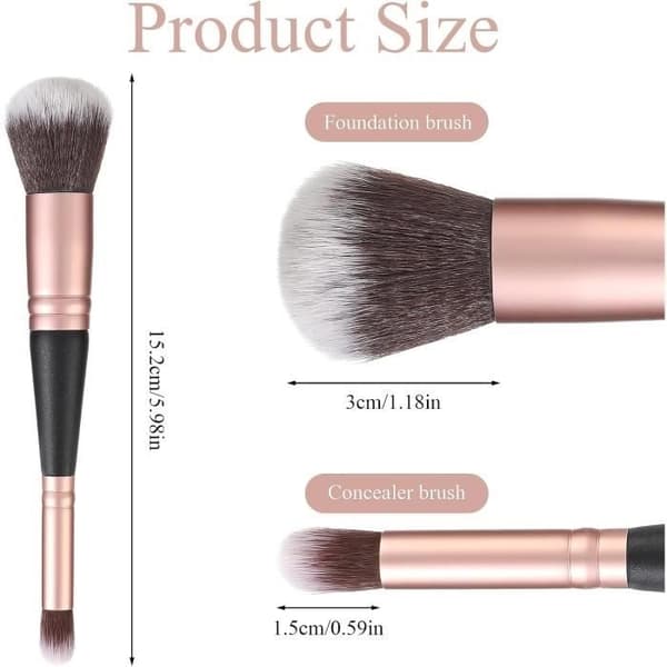 2 stk. makeupbørster med dobbelt ende til foundation, mini bløde børstehår concealerbørste til flydende, creme, blending