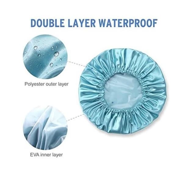Dusjhette, dobbelt lag vanntette badehetter, elastisk dusjhette, for hotell, frisørsalong, bad, 3 stk