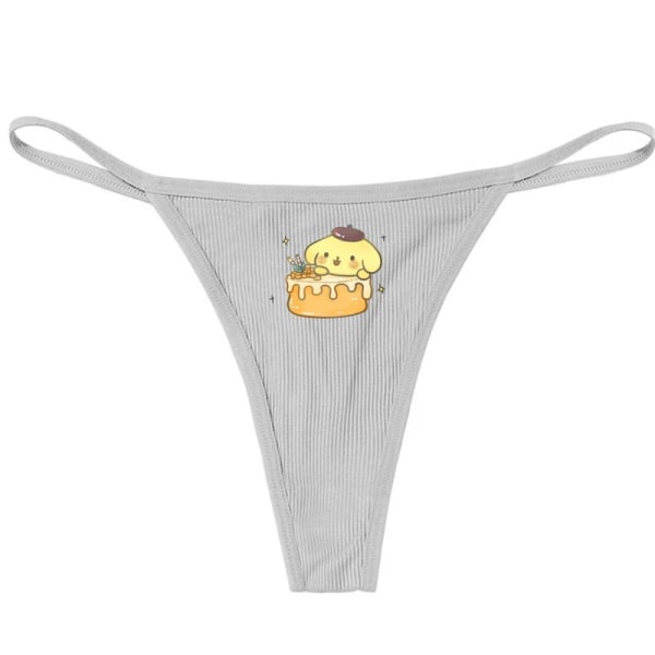 Hellokitty Ren bomull Tunn rem Sexig stringtrosa Låg midja Sömlös Anime Cartoon Kuromi Underkläder för kvinnor Enkla ribbade T-byxor WHITE 3 S