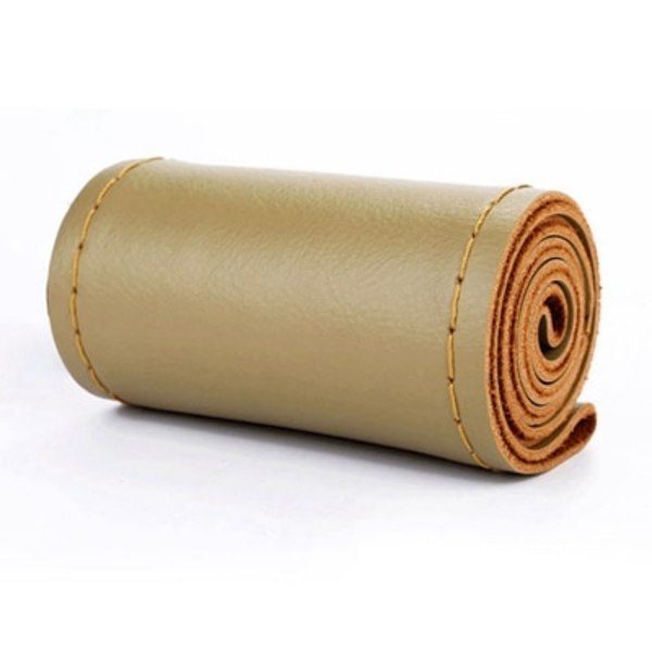 (Beige tråd) Fläta på ratt Cover med nålar och tråd konstläderdiameter 38cm Biltillbehör Beige Thread