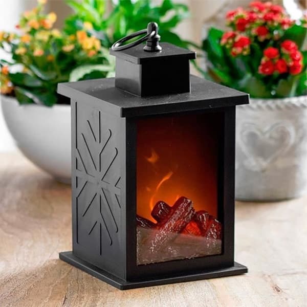 LED Lykt med flammeeffekt - 6 LED-lys - Peiseffekt