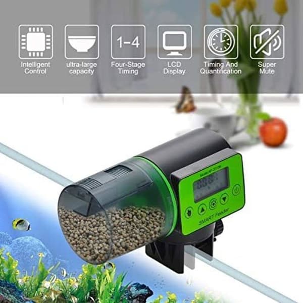 (Grøn) Fugtbestandig Automatisk Akvariefiskefoderdispenser - Green