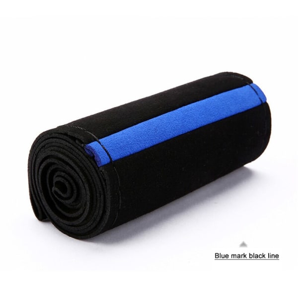 (D)Premium Päls Cover Handsydd 37/38CM Bil Antisladd Mocka Läder Vävd ratt Bilinredningstillbehör D