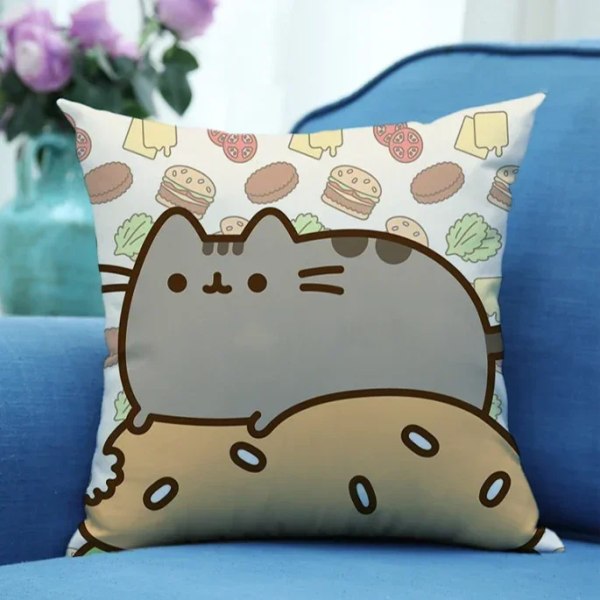 Pusheen Örngott Söt Tecknad Print Pillowsli Sovrum Vardagsrum Pillowsli Case Bilkudde 45X45cm Kudde Heminredning 6 Peach velvet 45X45cm