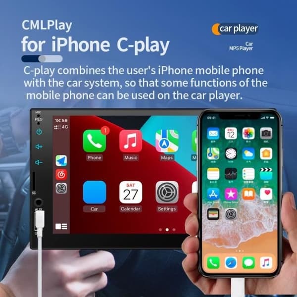 Bluetooth-autoradio - PRUMYA - 7\" - 1 Din - Carplay - Android - HD-kosketusnäyttö