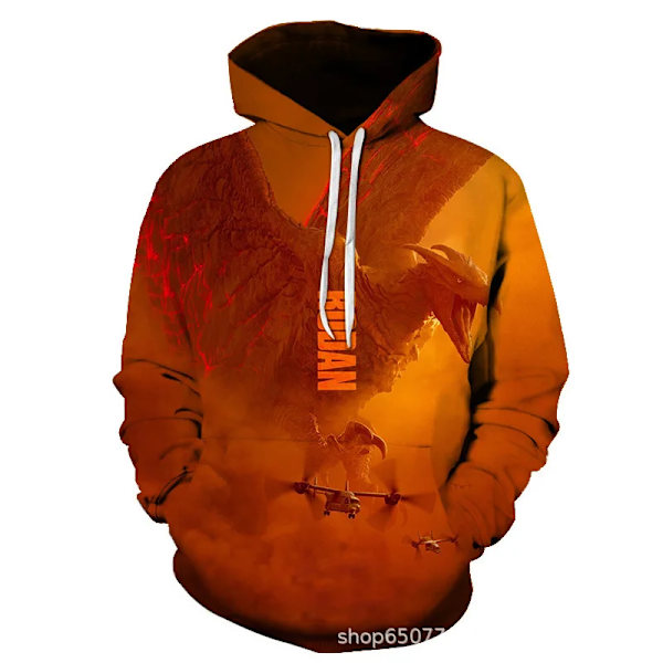 Godzilla Cosplay Hoodies Anime King of The Monsters Harajuku 3D print Mode Män Dam Sweatshirt Barnens Halloween kostymer 4 2XL