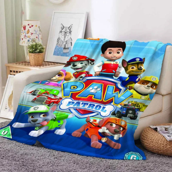 Paw Patrol Filt Cartoon Flanell Hudvänlig Mjuk och icke-fluffig högkvalitativt material Söt Patrol Canine Barn Cover 13 130x150cm