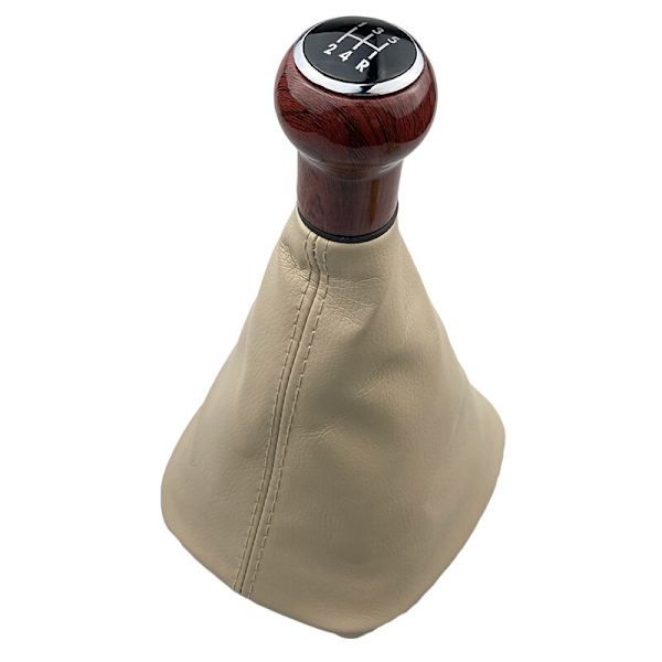 För VW Passat B5 b5.5 1997 1998 1999 2000 2001 2002 2003 2004 2005 Car-Styling 5/6-växlad växlingsknopp PU Läder Boot Case-5 Speed Beige B 5 Speed Beige B