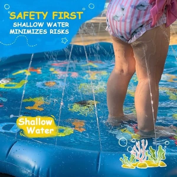 (Blå) Børnebassinmåtte - Splash Play - 170 cm - Luftsprinkler - Blå Blue