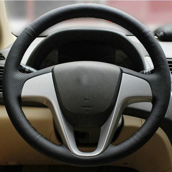 (svart linje)Biltillbehör Äkta läder Cover För Hyundai Solaris i25 i20 Accent 2009-2014 sedan halvkombi black line
