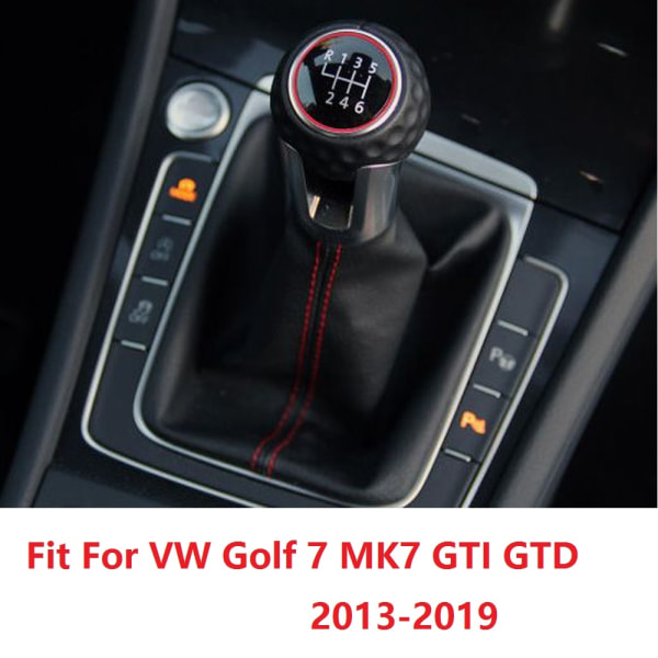 För VW Golf 7 A7 MK7 För GTI GTD 2013 2014 2015 2016 2017 2018 Bil 5 / 6-växlad bilväxelstav Nivåväxlingsknopp med läderboot-6-växlad ratt 6 speed knob