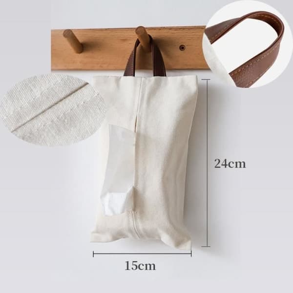 Tissue Box - Hem - Bomull - Vit - 15x24 cm - Hängande Design white