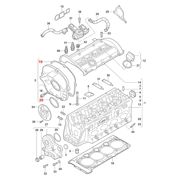 Övre kamkedjeöverdrags packningstätning för Audi A3 A4 Quattro TT VW Passat Golf 5 6 Jetta Tiguan 06H103483C 06H103483D