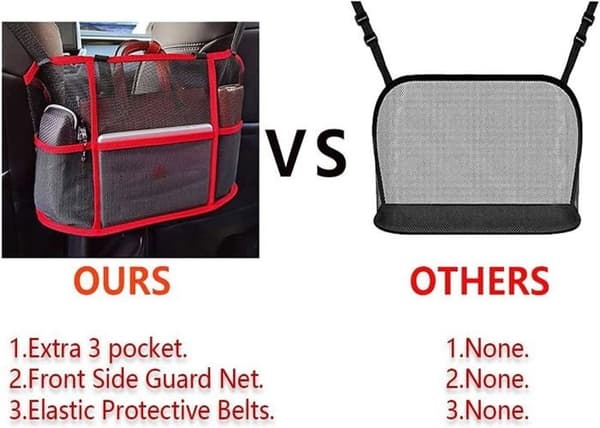Opbevaringsnet til håndtaske i bil, stor kapacitet mesh sæderyg organizer til håndtasker osv.