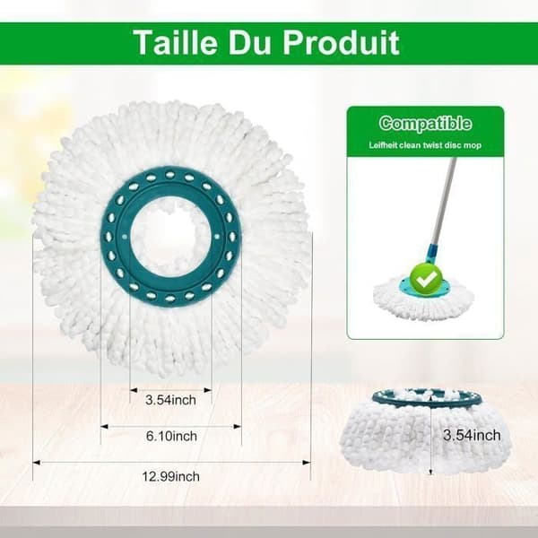 Erstatningsmopphode, kompatibelt med Leifheit Clean Twist Mopp, erstatningsmopphode for moppesett