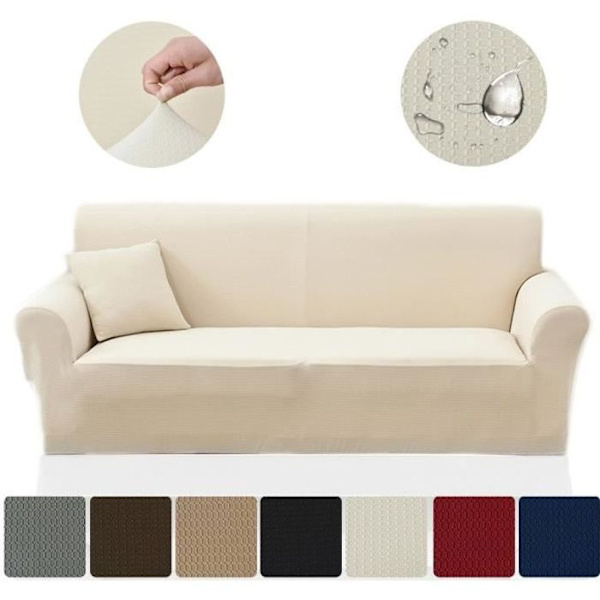 Elastiskt sofföverdrag - Vattentätt överdrag - 3-sits - Beige Beige