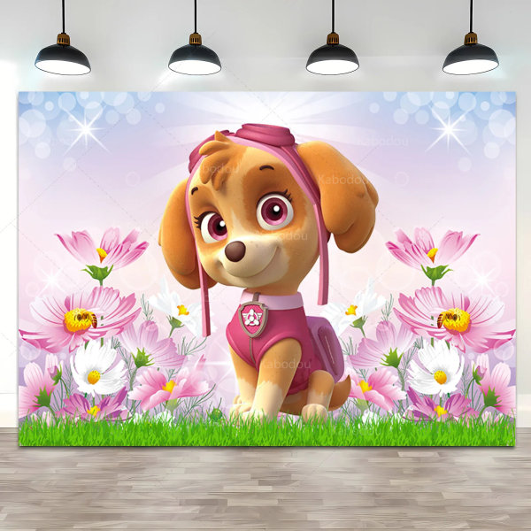 Anpassad Skye Everest Paw Patrol Bakgrund Flicka Barn Födelsedagsfest Bakgrund Fotografi Valp Hund Banner Inredning Fotostudio Paw Patrol 7 Polyester 200x180cm