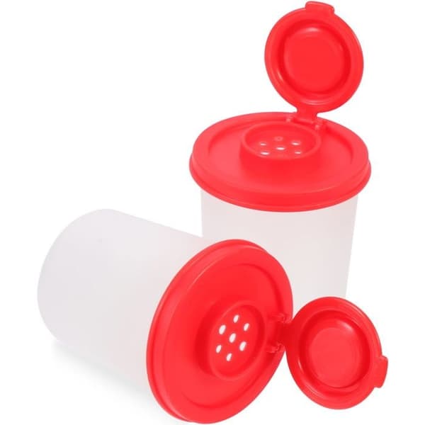 Sett med 2 mini krydderflasker, små pepperflasker, transparente pepperstrøere, krydderbeholder