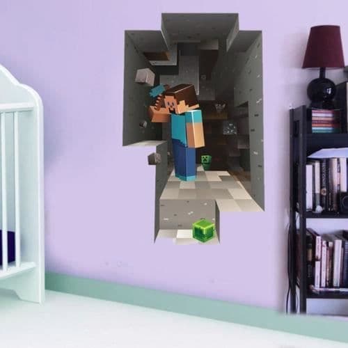 (Monivärinen) Seinätarra - Minecraft - 3D-tarra - PVC - Monivärinen - Harmaa Multicolored