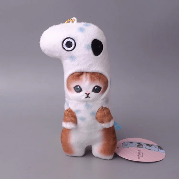 Kawaii Mofusand Anime Hobby Tempura Fried Räkor Haj Katt Tecknad Söt plysch docka hängsmycke väska hänge present till flickvän S6