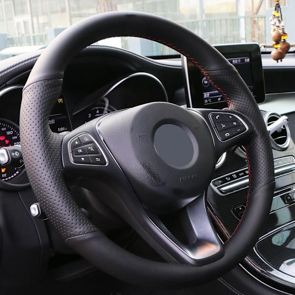 (Grå tråd) Artificiellt läder DIY Cover för Chevrolet Cruze 2009-2014 Aveo 2011-2014/Anpassad rattfläta Grey thread