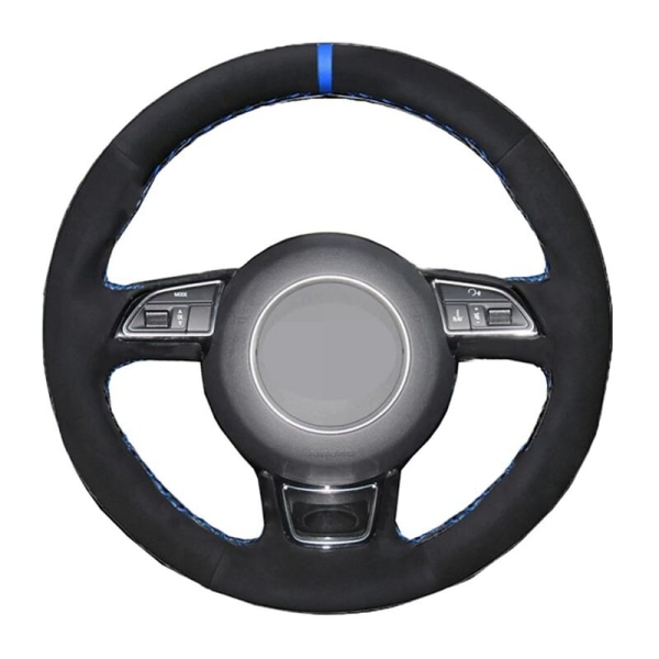 (stil 4) Cover Handsydd Mjukt Svart Äkta läder Mocka Bilrattkåpor För Audi A1 A3 A5 style 4