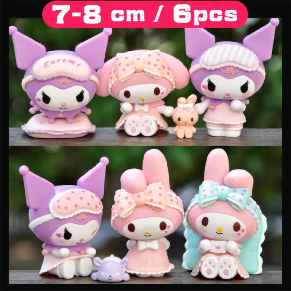 #2 SANRIO Toys My Melody Dolls Kawaii Figurine Blind Box Heminredning Japansk Söt Julklapp Anime Cartoon Collection No.6 Mix 7-8cm 1 Set with blind box