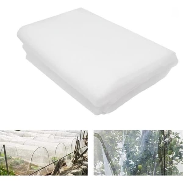 (Vit) Insektsnät för växthus grönsaksträdgård - 3 x 6 m - Vit - 2-pack White