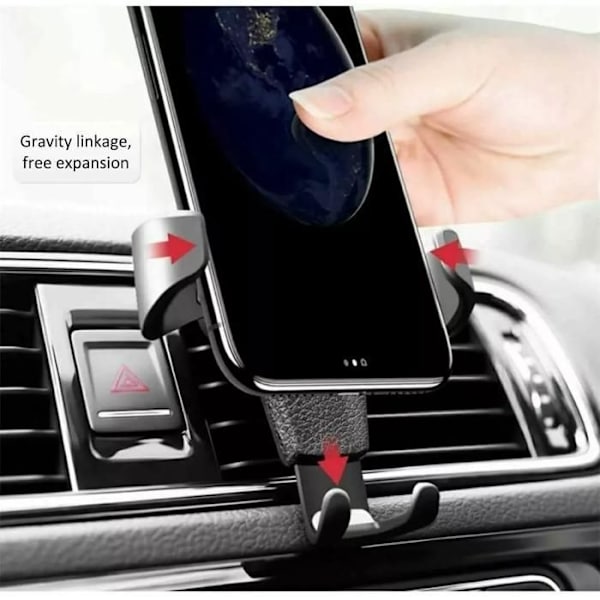 Universal Biltelefonholder Monteringsventilationsgitre Sort Smartphone