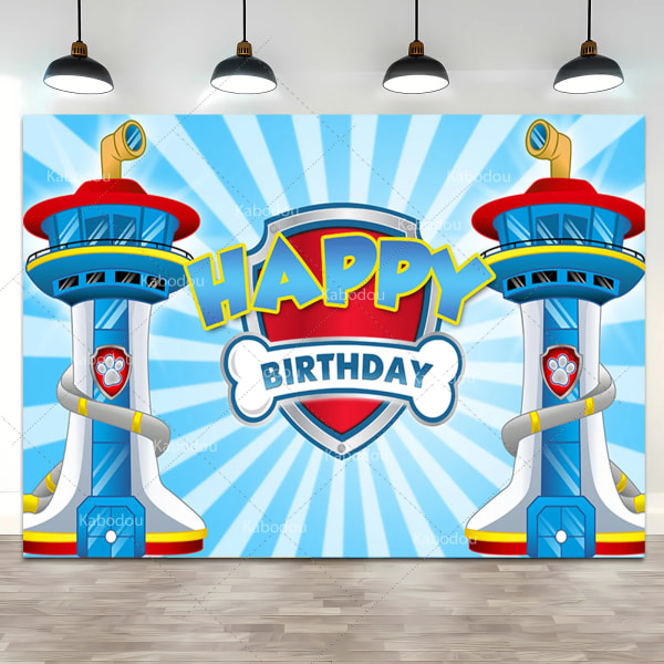 Hund Paw Bone Party Bakgrund Paw Patrol Vakttornet Födelsedag Bakgrund Anpassat namn Ålder Baby Shower Banner Poster Fotostudio Paw Patrol Vinyl 180x120cm