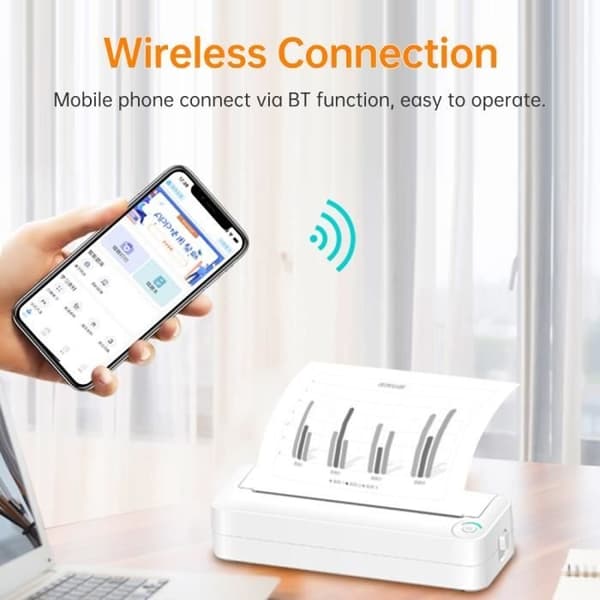 A4 Termisk Skriver - UVERBON - Modell x8 - Bluetooth - Bærbar - 203 DPI