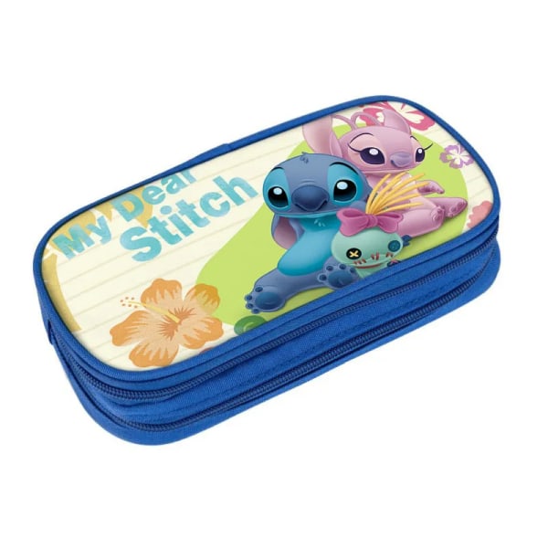 Ny Disney Stitch Stor kapacitet Pennväska Case Anime Figur Dubbellagers multifunktionell case studenter brevpapper barn Leksak 18