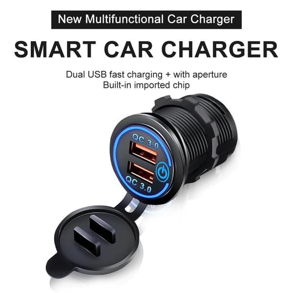 12V/24V USB Hurtigoplader Stik Quick Charge 3.0 Biloplader Dobbelt USB Stik Biloplader Touch Switch Elektronisk Lighter