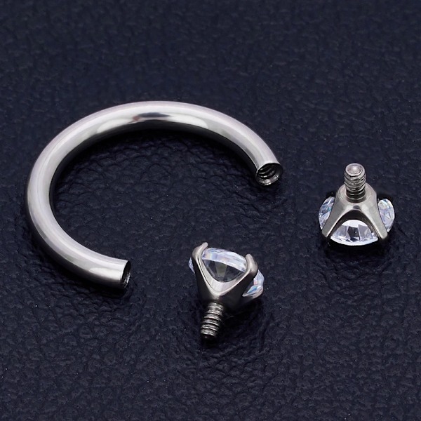 1/10 st G23 Titanium ASTM-F136 Piercing Näsa Ring Intern Tråd C Stav Zirkon Kroppssmycken För Kvinnor 10pcs