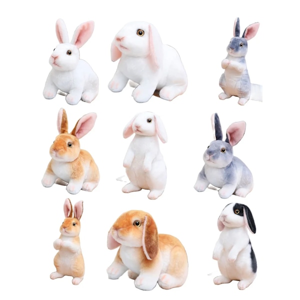 20cm Simulering Söt kanin plysch päls Realistisk Kawaii Djur Påskhare Kanin Leksak Modell Present Heminredning 20cm dun white