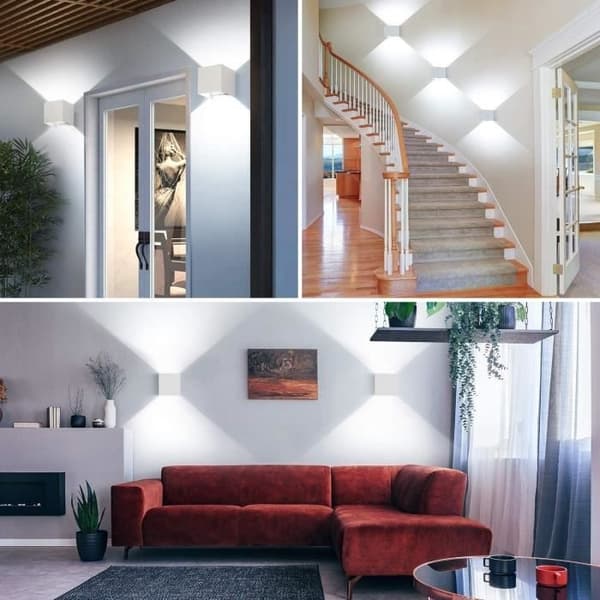 12W LED Ulkoseinävalaisin 6000K Vedenpitävä IP65 Säädettävä Seinälamppu White 2ps