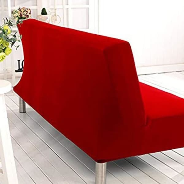 Solid Stretch Sofföverdrag Bäddsoffa Ärmlös Sofföverdrag Enfärgad Bäddsoffa Överdrag - Röd