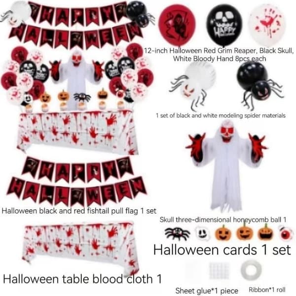 Halloween Dekorationssett med Banner