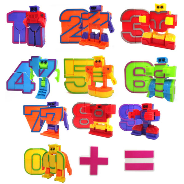 Transformation Robotleksaker för pojkar Nummerstudieserie STEM Utbildning Actionfigurer Leksak för barn Födelsedagspresent Byggklossar No Box