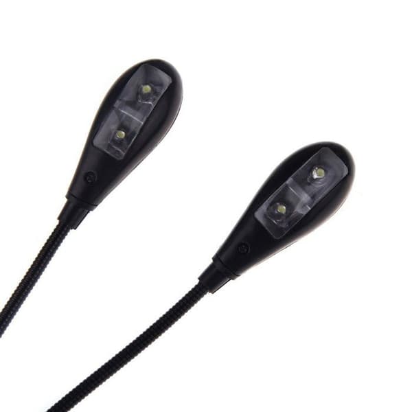 Klämmusikställslampa 2 Dubbla Armar 4 LED Flexibel