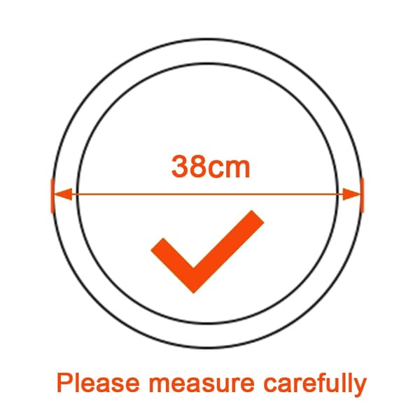 (Sort) Skridsikkert ratdæksel til bil, diameter 38 cm, blødt læderflet på ratdækslet til biltilbehør til interiør Black