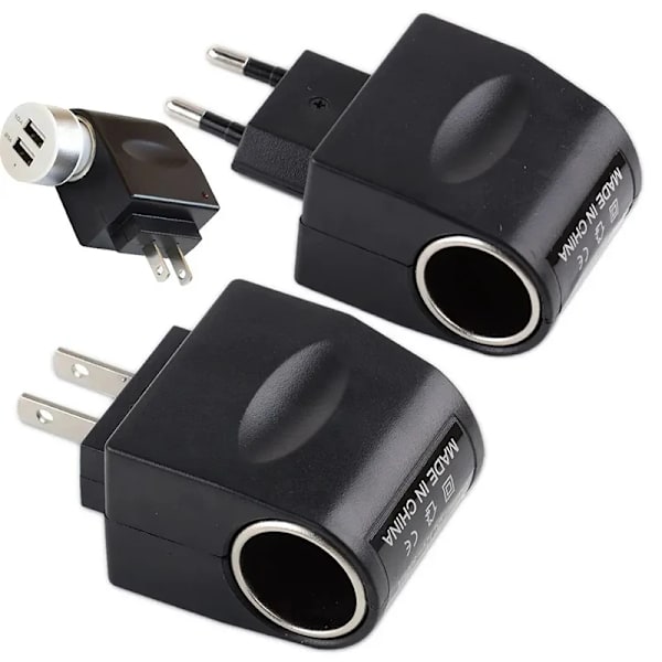 AC-adapter för bilelektronik med bilstickkontakt, billaddare, EU-kontakt, 220 V AC till 12 V DC, för biltillbehör US