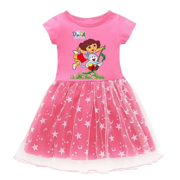 Dora The Explorer Barn Sommar Prinsessa Klänning Söt tecknad Dora Girls Klänning Baby Cosplay Prinsess Klänning Kläder Barn Klänningar Present Pink B 110cm