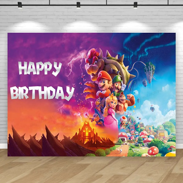 Super Marios Bros Spelbakgrund Barnfest Födelsedag Hero Brothers Tema Karaktär Baby Shower Bakgrund Foto Banner Rekvisita Mario Vinyl 250x200cm