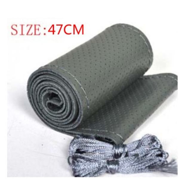(47CM GRÅ) stor cover för RV Truck mikrofiber läder bilrattfläta Hållbar 47cm Anpassad storlek 47CM GRAY